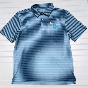 Chubbies Men's Blue Striped Dinosaur Performance Polo Shirt Size S